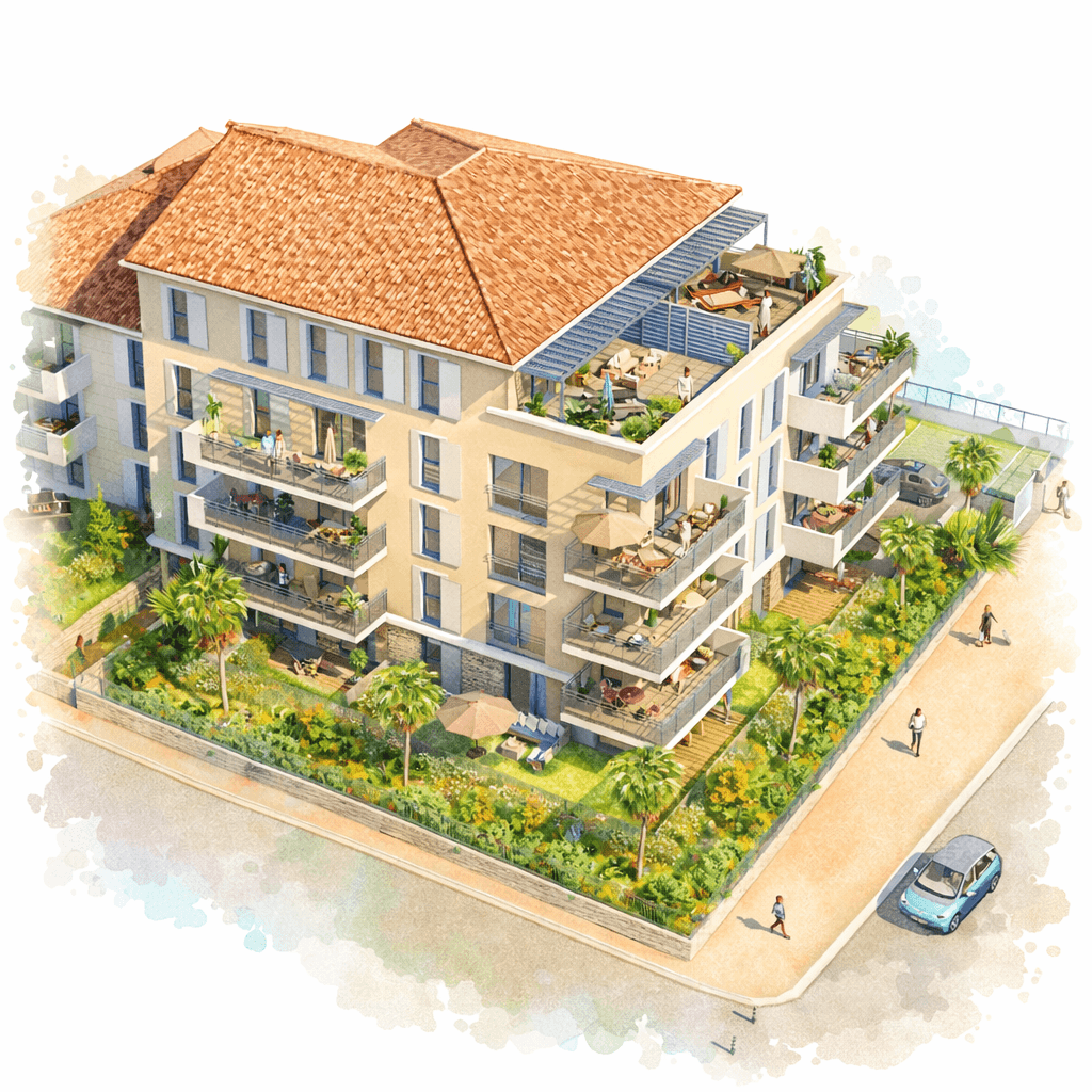 T5 DERNIER ÉTAGE ROOFTOP 39,5 m2 SUD-EST 2 PARKINGS CENTRE VILLE à PIED - LA CIOTAT - 2